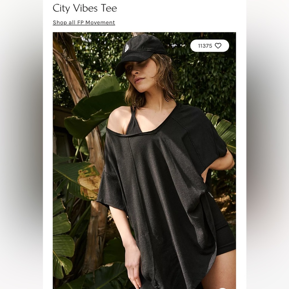 Free People Black City Vibes Tee, Size S